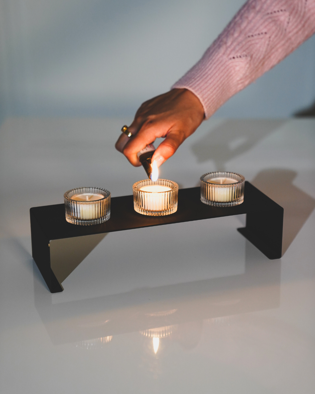 Artisan Matte Black Luxe Tealight Candle Holder